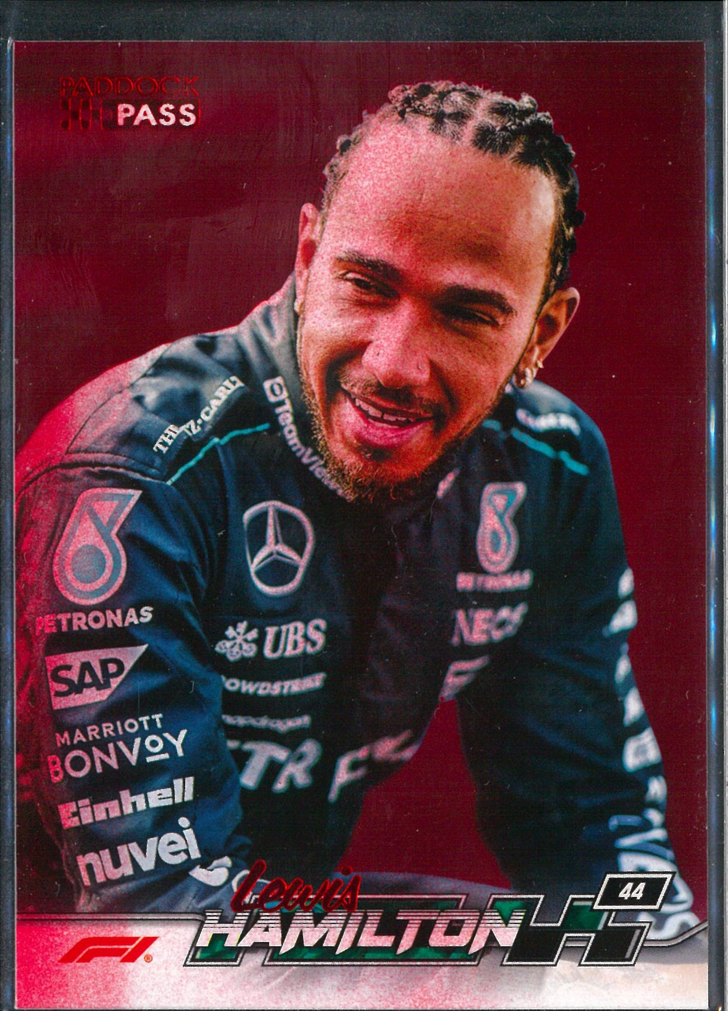 2024 Topps F1 Paddock Pass #56 Lewis Hamilton Red Parallel