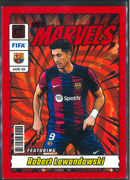 2023/24 Panini Donruss #19 Robert Lewandowski Red Net Marvels