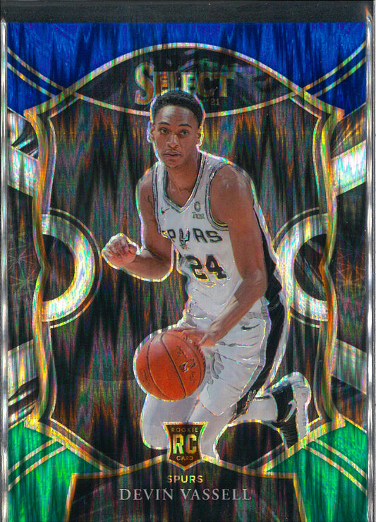 2020/21 Panini Select Basketball #71 Devin Vassell Green/Blue Rookie /49