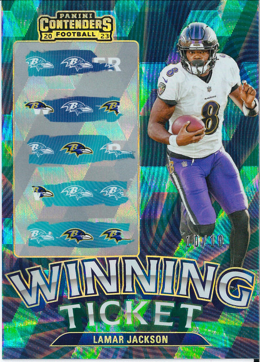 2023 Panini Contenders #14 Lamar Jackson Winning Ticket /10