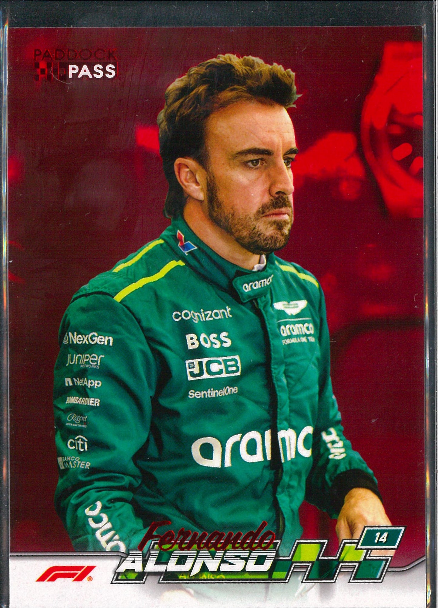 2024 Topps F1 Paddock Pass #11 Fernando Alonso Red Parallel