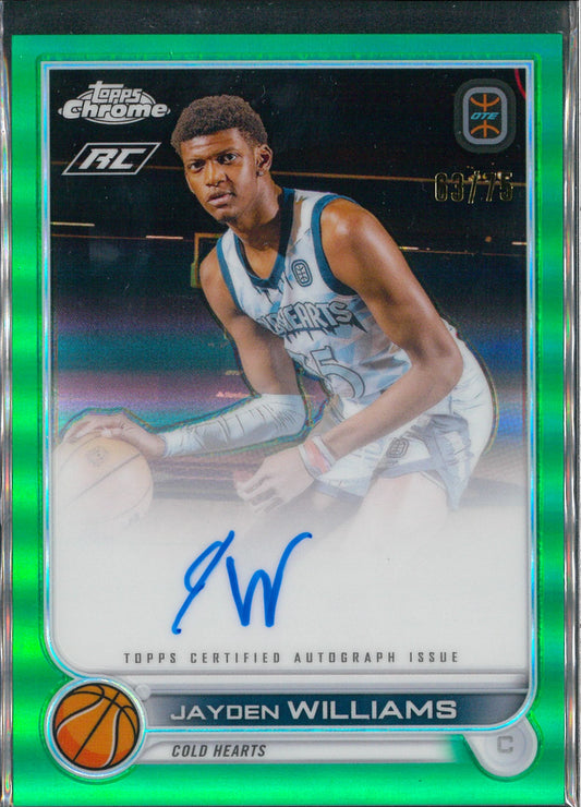 2023 Topps Overtime #CA-JW1 Jayden Williams Green Autograph /75