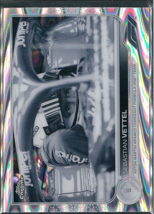 2022 Topps Chrome F1 #11 Sebastian Vettel Black/White Raywave