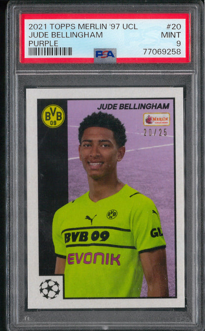 2021 Topps Merlin 97 #20 Jude Bellingham Purple /25 PSA 9