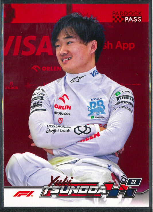 2024 Topps F1 Paddock Pass #17 Yuki Tsunoda Red Parallel