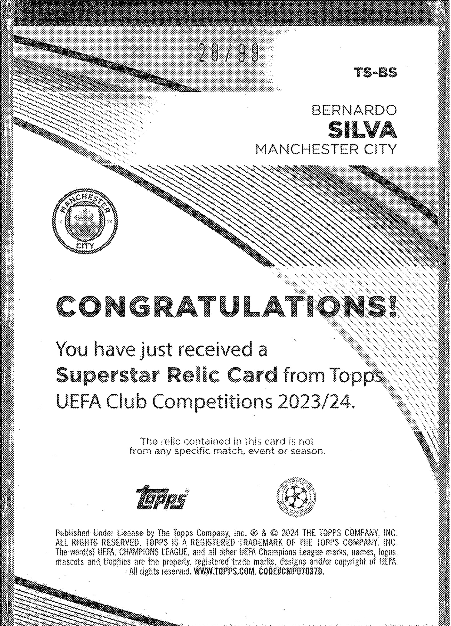 2023/24 Topps Flagship UCC #TS-BS Bernado Silva Superstar Relic /99