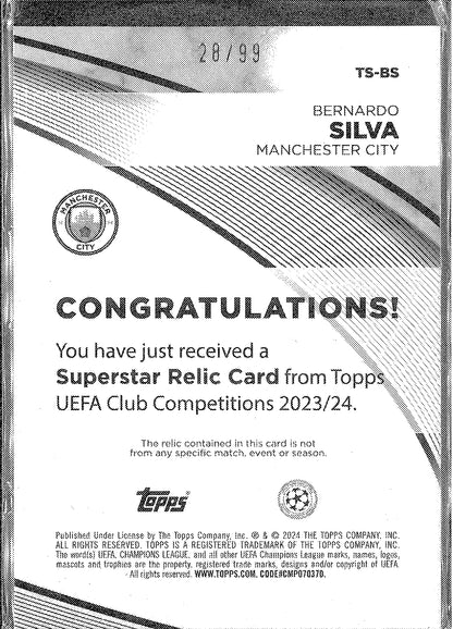 2023/24 Topps Flagship UCC #TS-BS Bernado Silva Superstar Relic /99