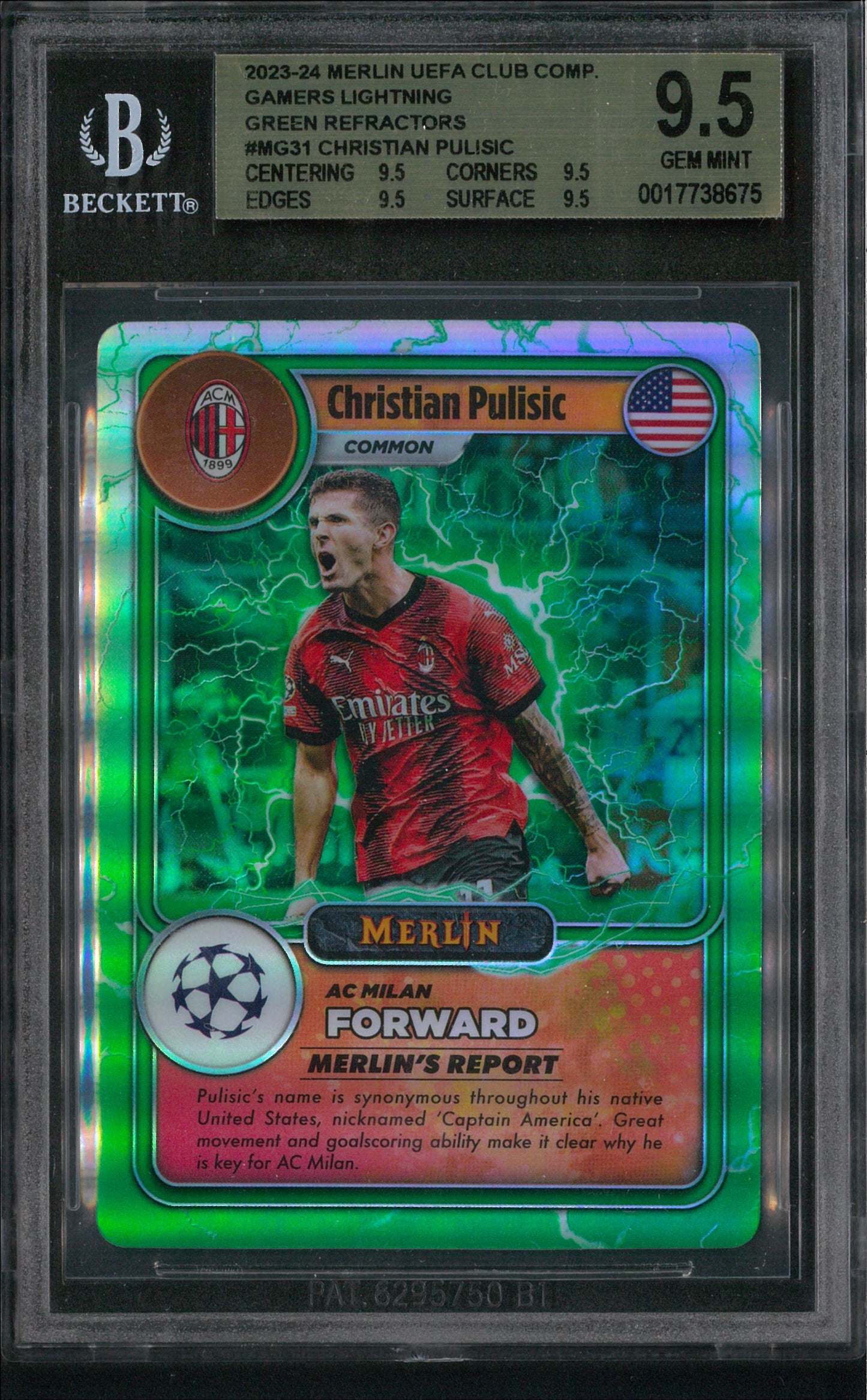 2023/24 Topps Merlin #MG31 Christian Pulisic Merlin Gamers BGS 9.5