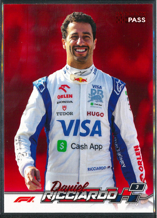 2024 Topps F1 Paddock Pass #18 Daniel Ricciardo Red Parallel