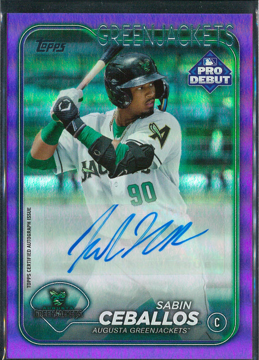 2024 Topps Pro Debut Baseball #PD-50 Sabin Ceballos Purple Autograph /286