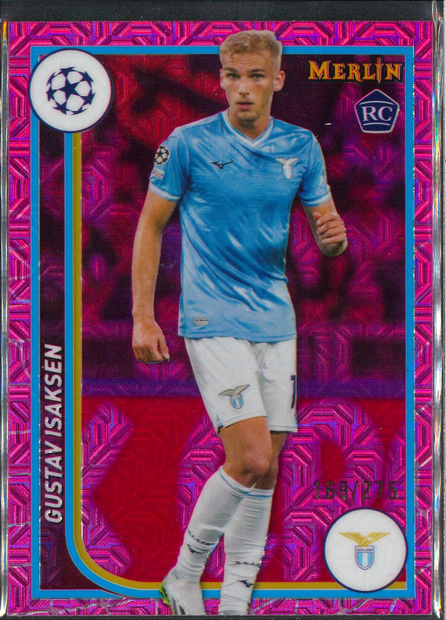 2023/24 Topps Merlin UCC #121 Gustav Isaksen Pink Rookie /275