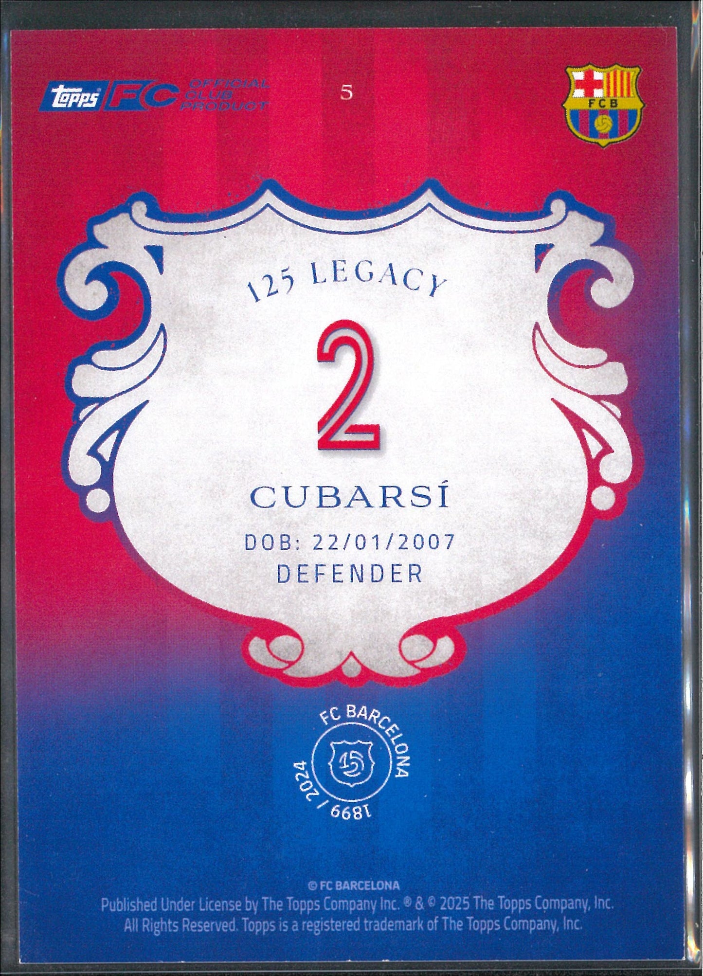 Topps Barcelona 125th Anniversary #5 Pau Cubarsi Green /150