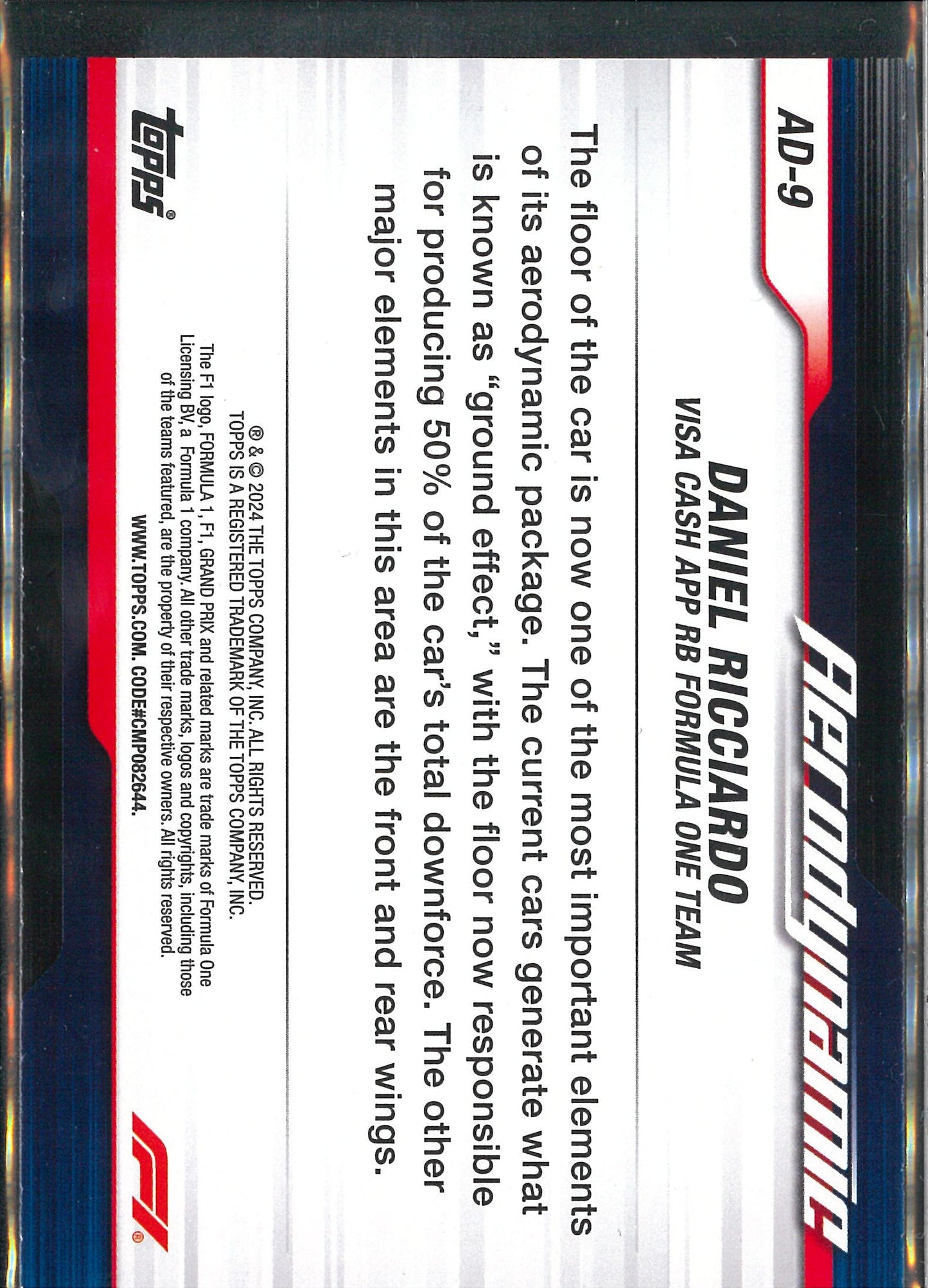 2024 Topps F1 Paddock Pass #AD-9 Daniel Ricciardo Aerodynamic