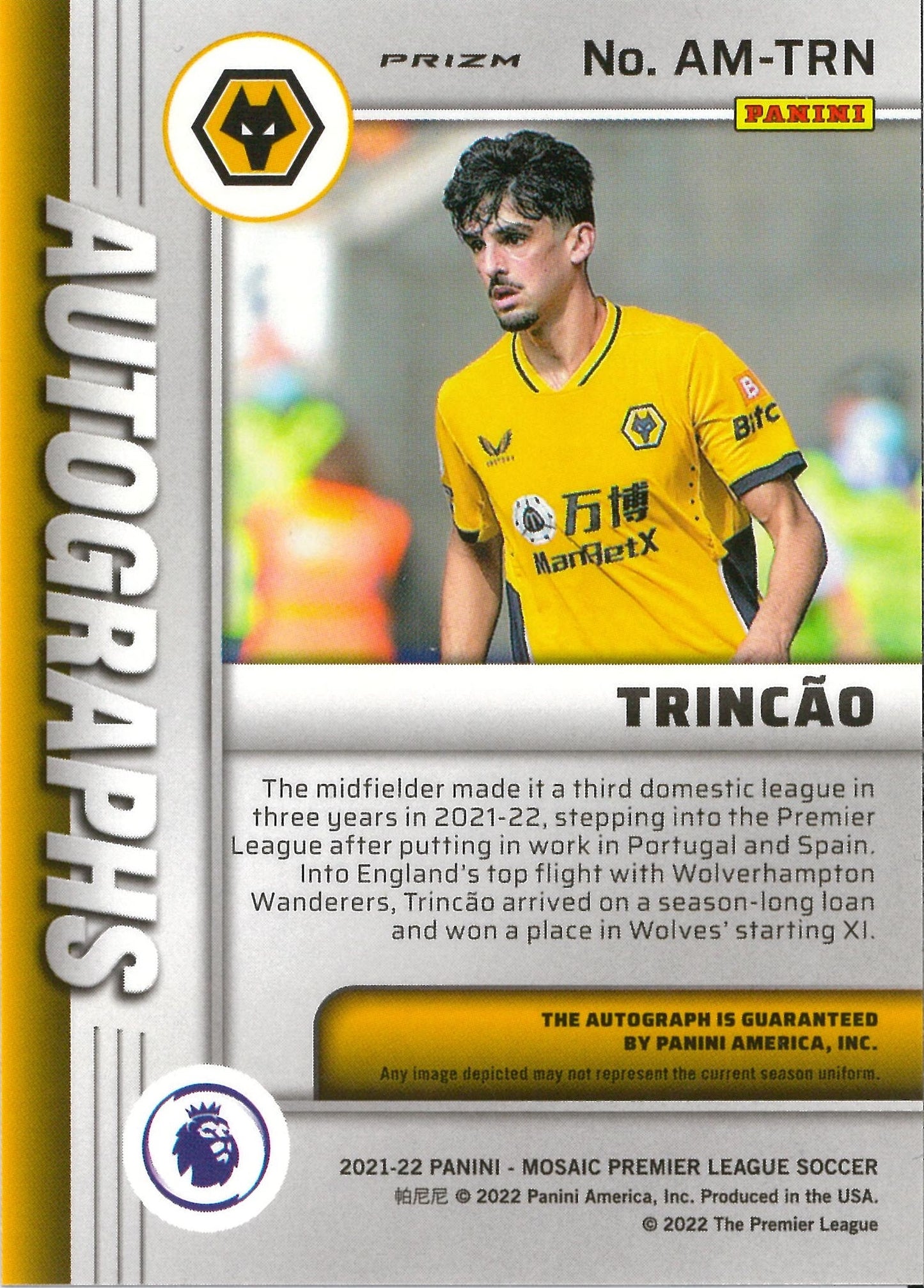 2021/22 Panini Mosaic Premier league #AM-TRM Trincao Autograph