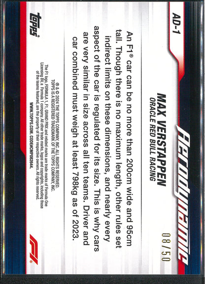 2024 Topps F1 Paddock Pass #AD-1 Max Verstappen Aerodynamic