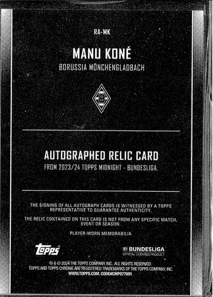 2023/24 Topps Midnight Bundesliga #RA-MK Manu Kone Patch Autograph