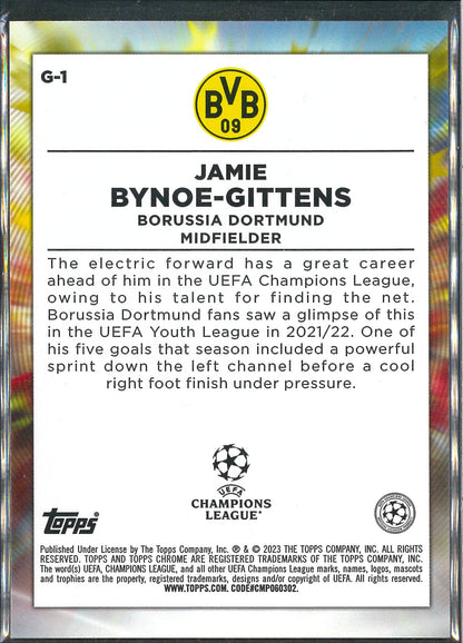 2023 Topps Chrome #G1 Jamie Bynoe-Gittens Golazo Rookie