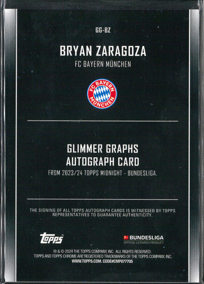 2023/24 Topps Midnight Bundesliga #GG-BZ Bryan Zaragoza Glimmer Graphs