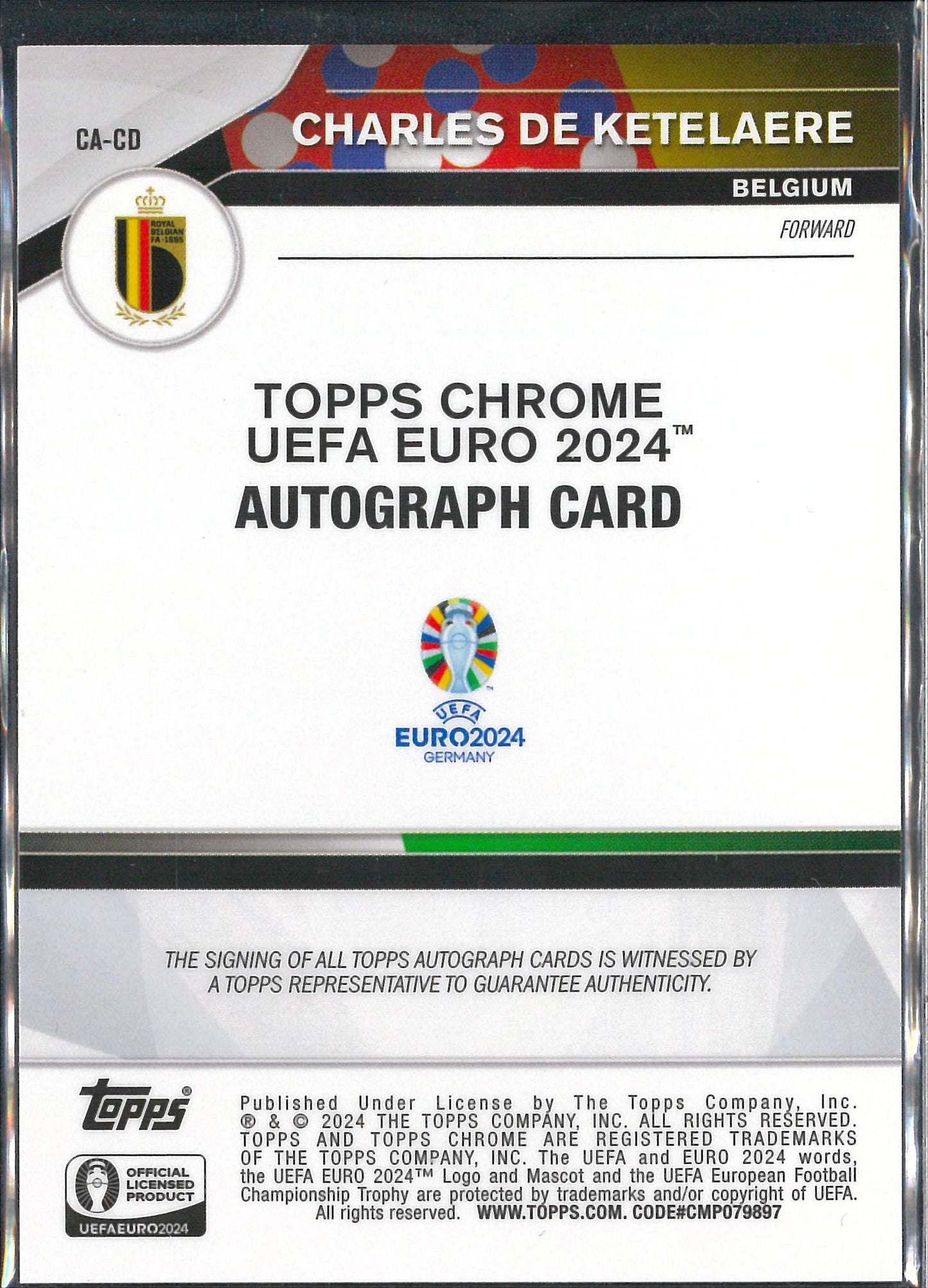 2024 Topps Chrome Euro #CA-CD Charles De Ketelaere Autograph