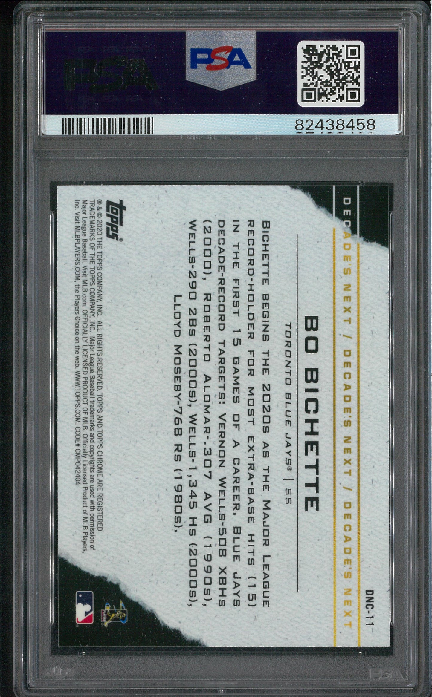 2020 Topps Chrome Update #DNC11 Bo Bichette Update Decades Next PSA 10