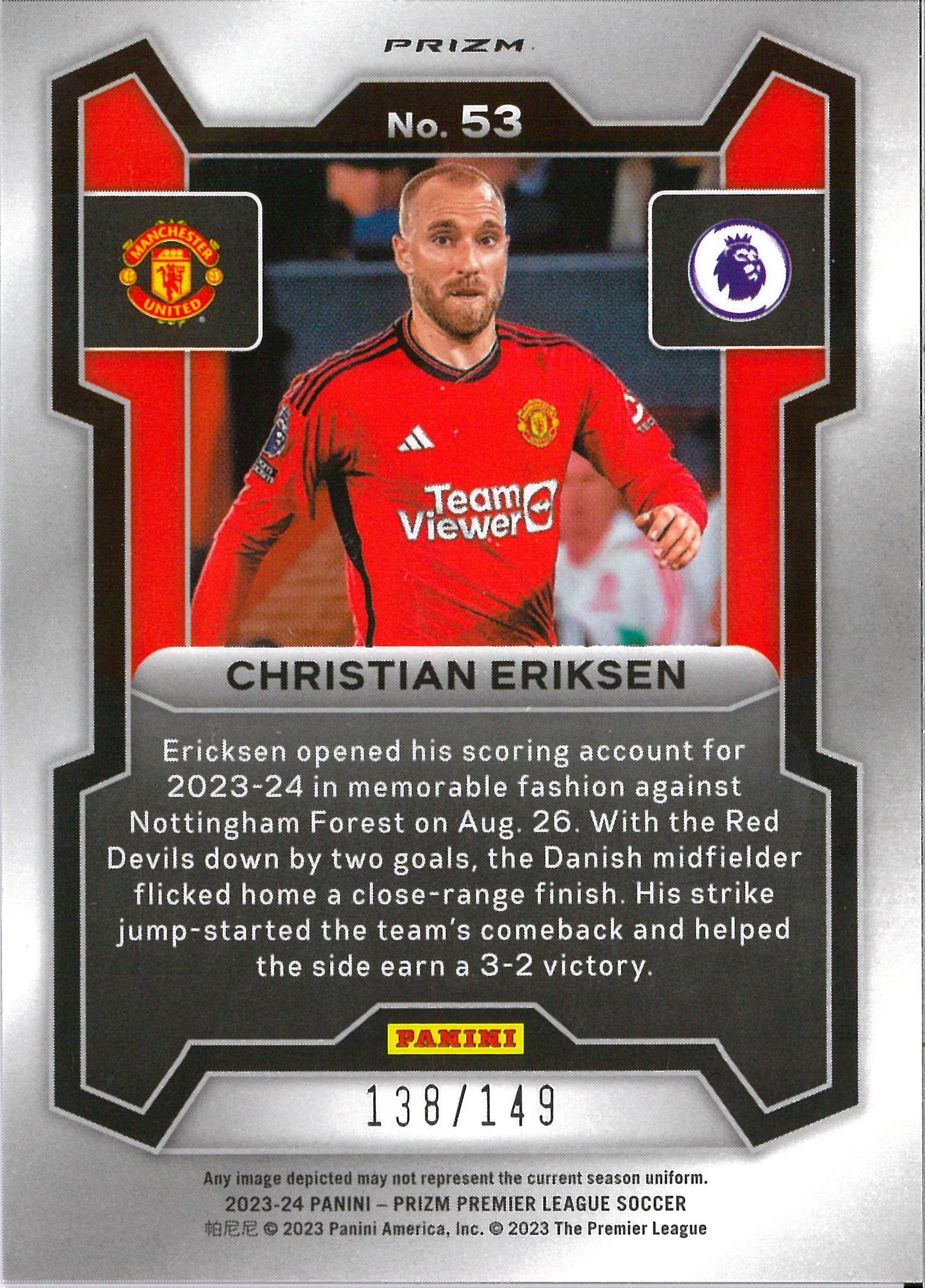 2023/24 Panini Prizm Breakaway Premier League #53 Christian Eriksen Pink /149