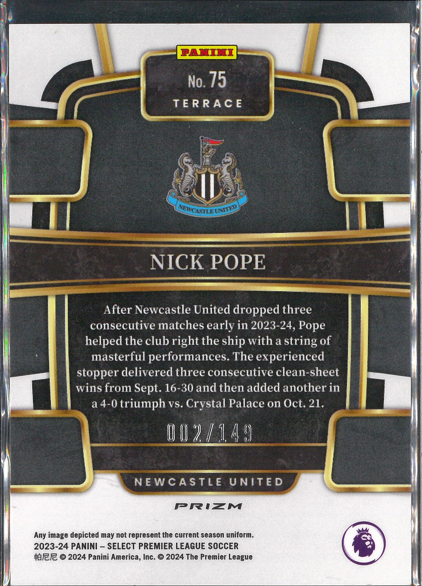 2023/24 Panini Select Premier League #75 Nick Pope Red /149