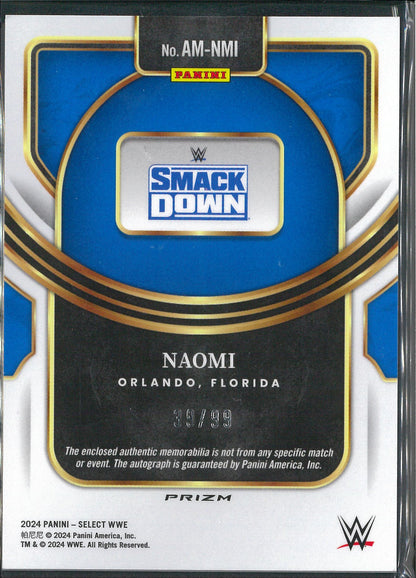 2024 Panini Select WWE #AM-NMI Naomi Patch Autograph /99