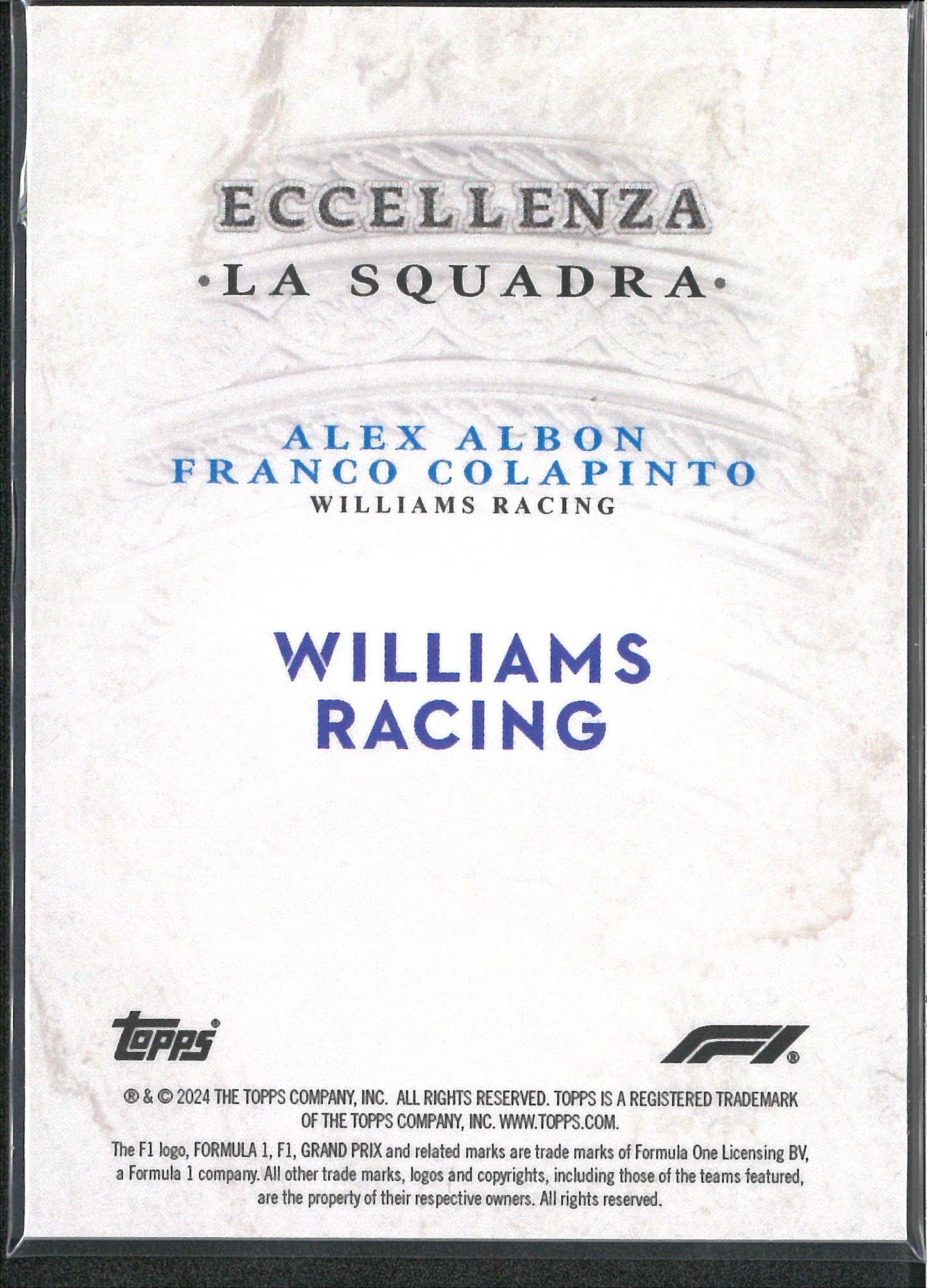 2024 Topps F1 Eccellenza La Squadra Alex Albon/Franco Colapinto