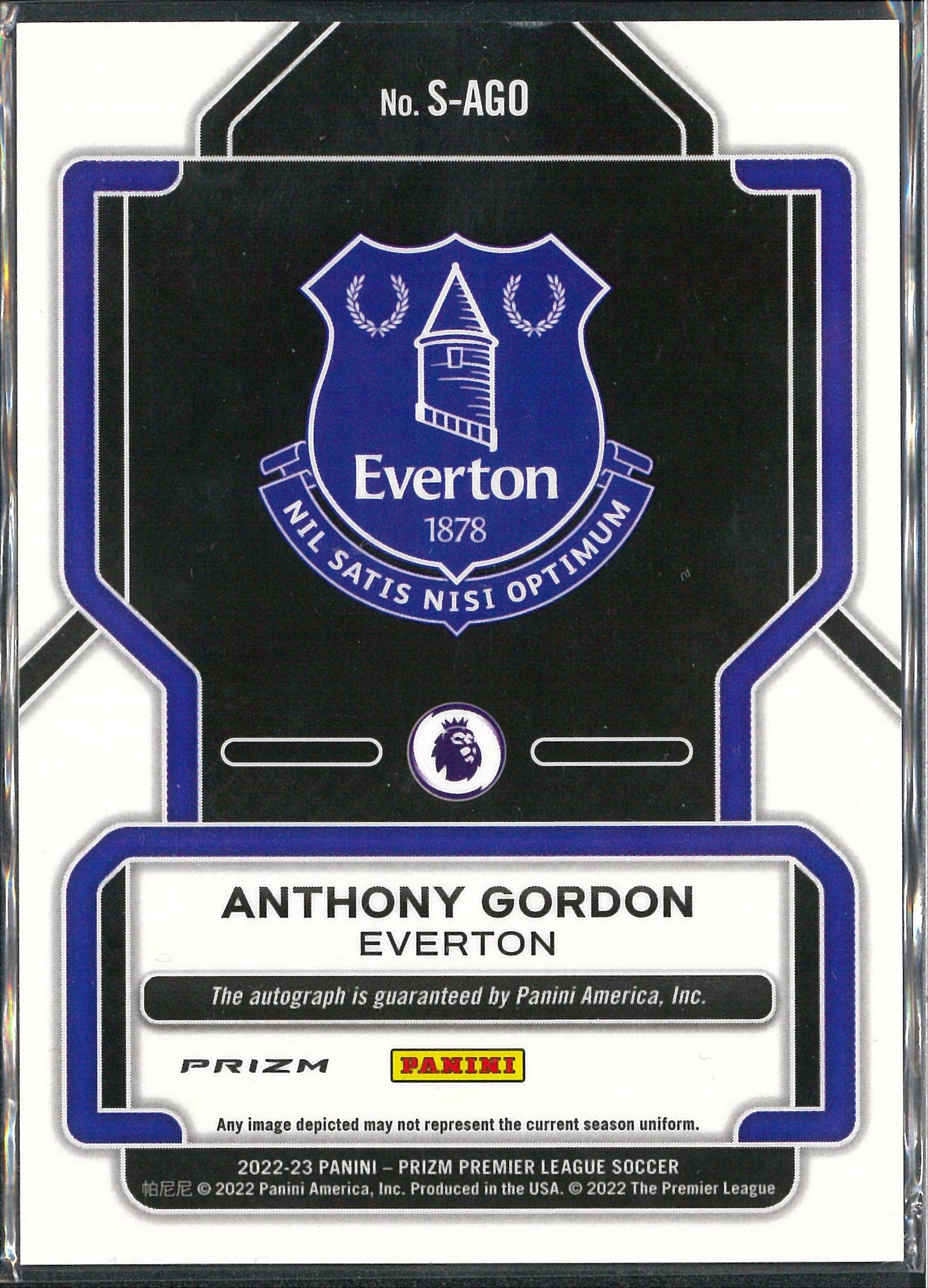 2022-23 Panini Prizm Premier League #S-AGO Anthony Gordon Green Pulsar Autograph