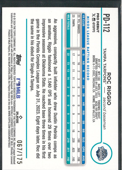 2024 Topps Pro Debut #PD-112 Roc Riggio /175