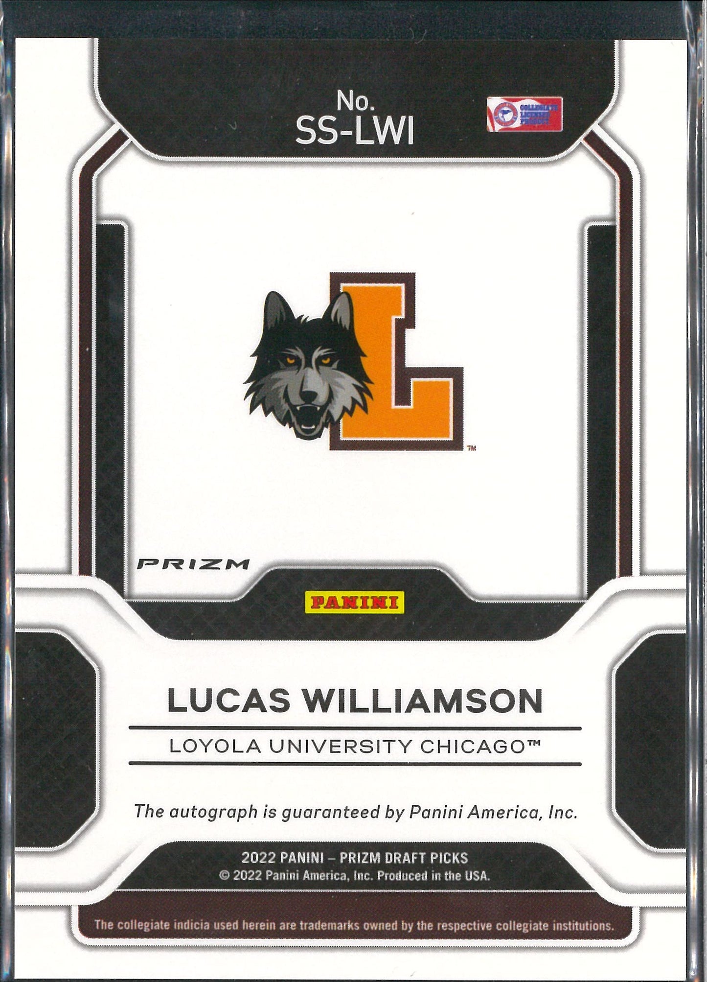 2022 Panini Prizm Draft picks #SS-LWI Lucas Williamson Green Autograph