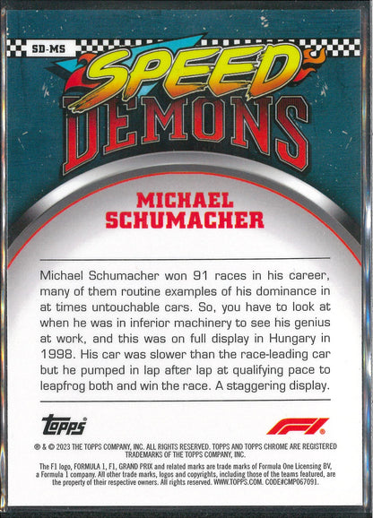 2022 Topps Chrome F1 #SD-MS Michael Schumacher Speed Demons