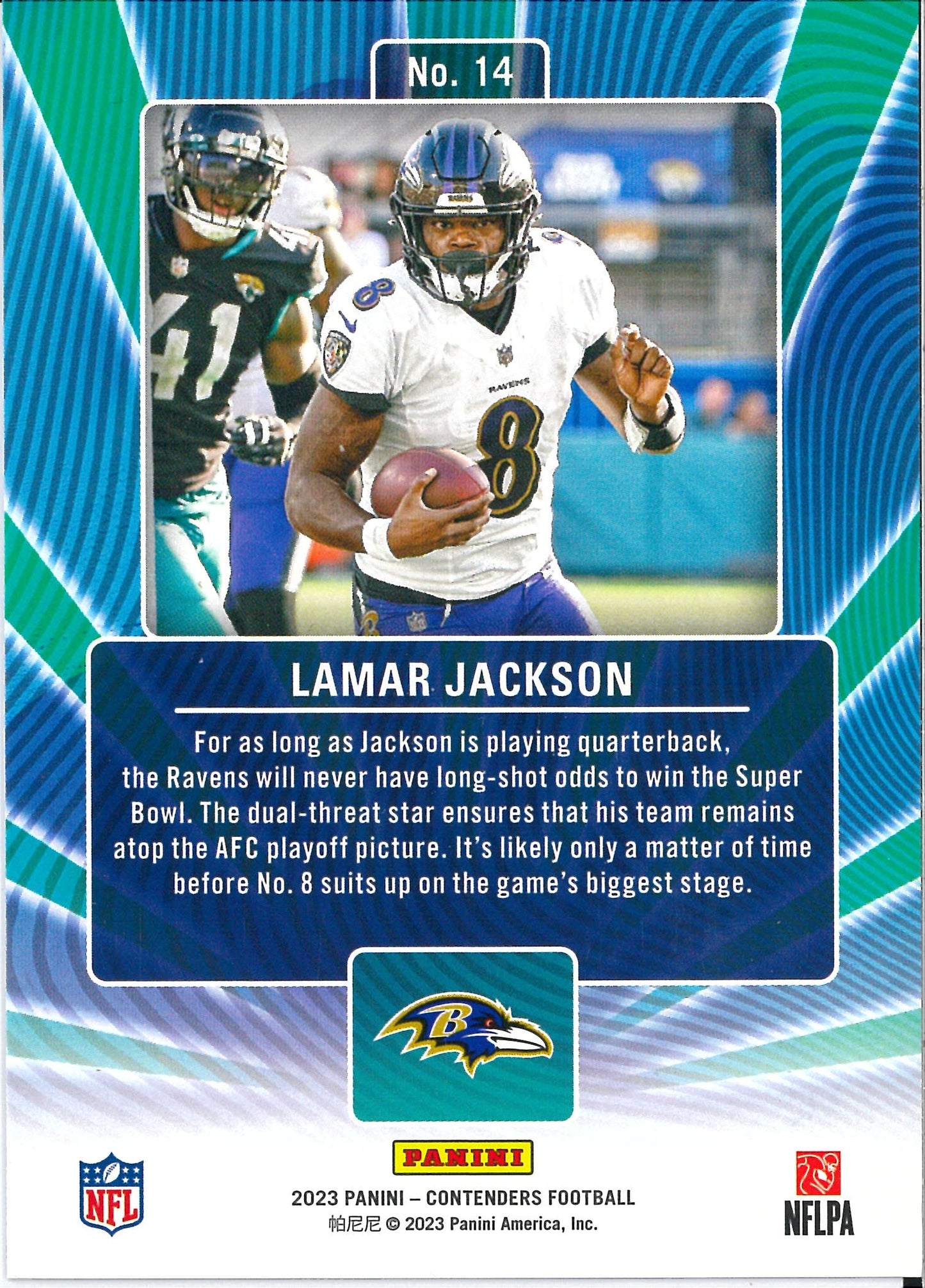 2023 Panini Contenders #14 Lamar Jackson Winning Ticket /10