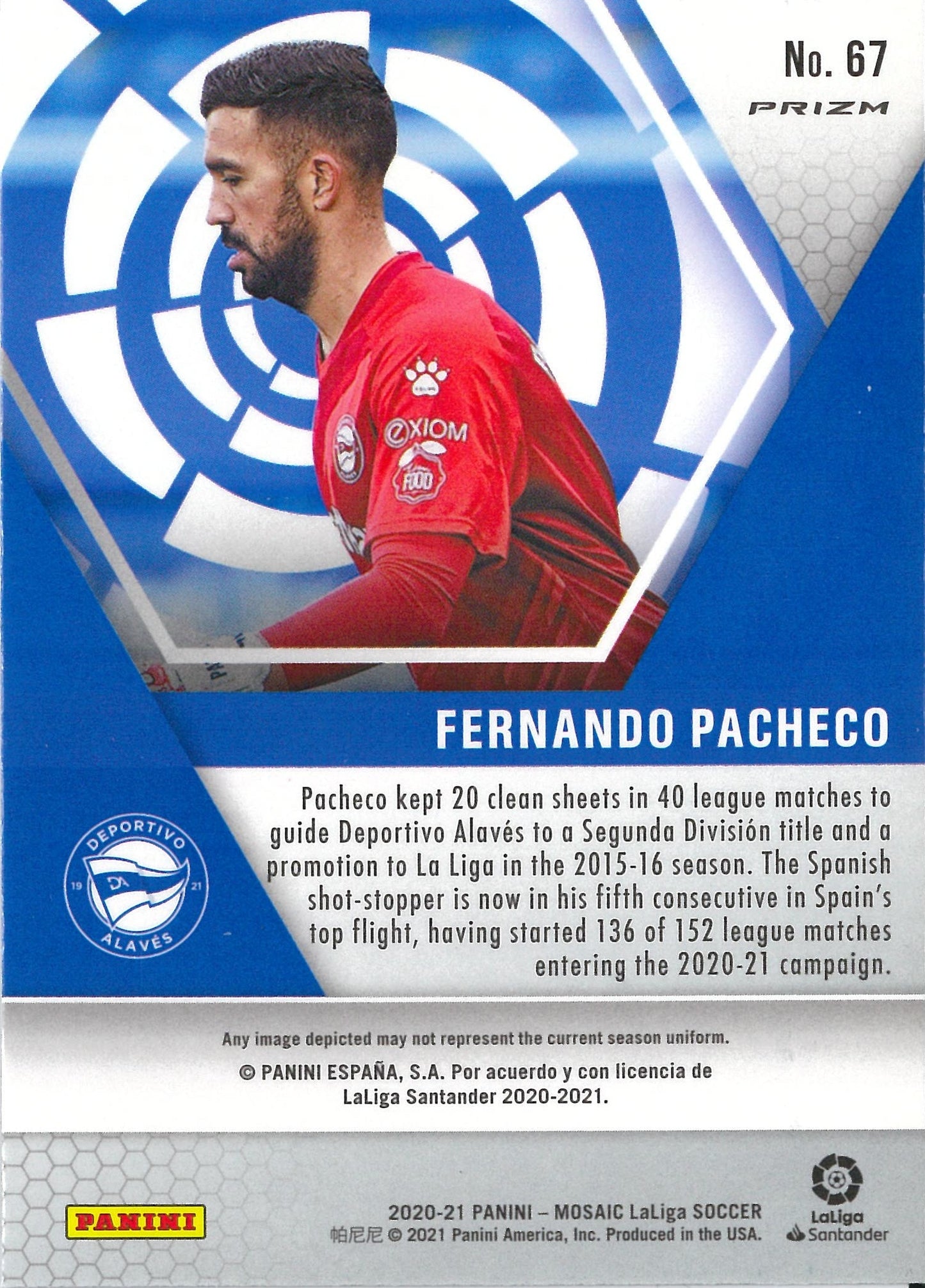 2020/21 Panini Mosaic LaLiga #67 Fernando Pacheco Peacock Case Hit