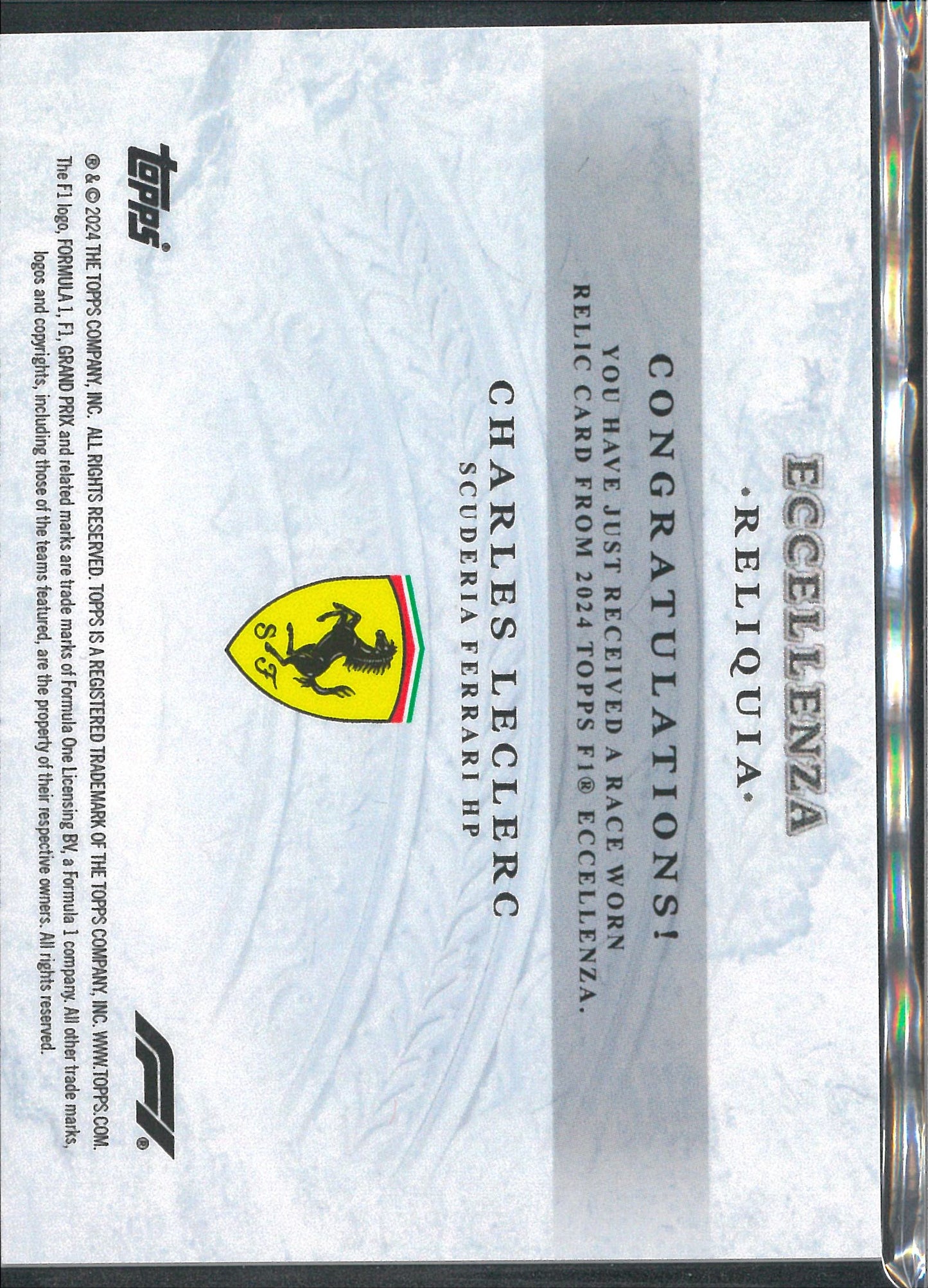 2024 Topps Eccellenza F1 Charles Leclerc Reiquia (Race Worn)