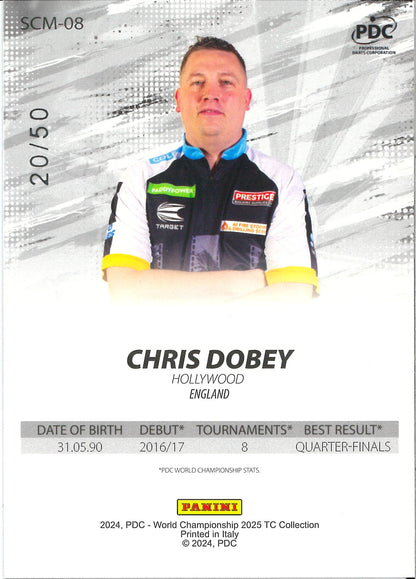 2025 Panini PDC world Darts Championship #SCM-08 Chris Dobey Gold /50