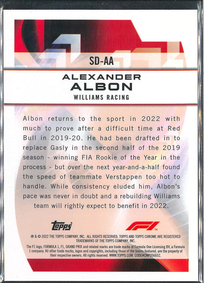 2022 Topps Chrome F1 #SD-AA Alexander Albon Speed Demons