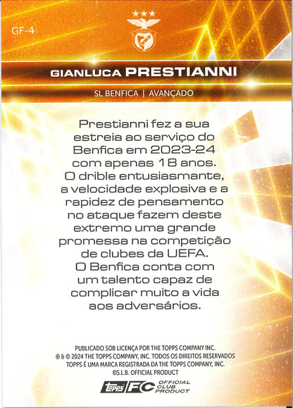 2024 Topps Benfica Fan Set #GF-4 Gianluca Prestianni /175