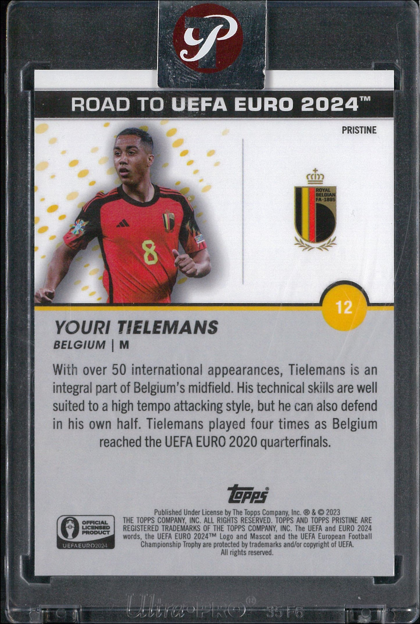 2023/24 Topps Pristine #12 Youri Tielemans Gold /50