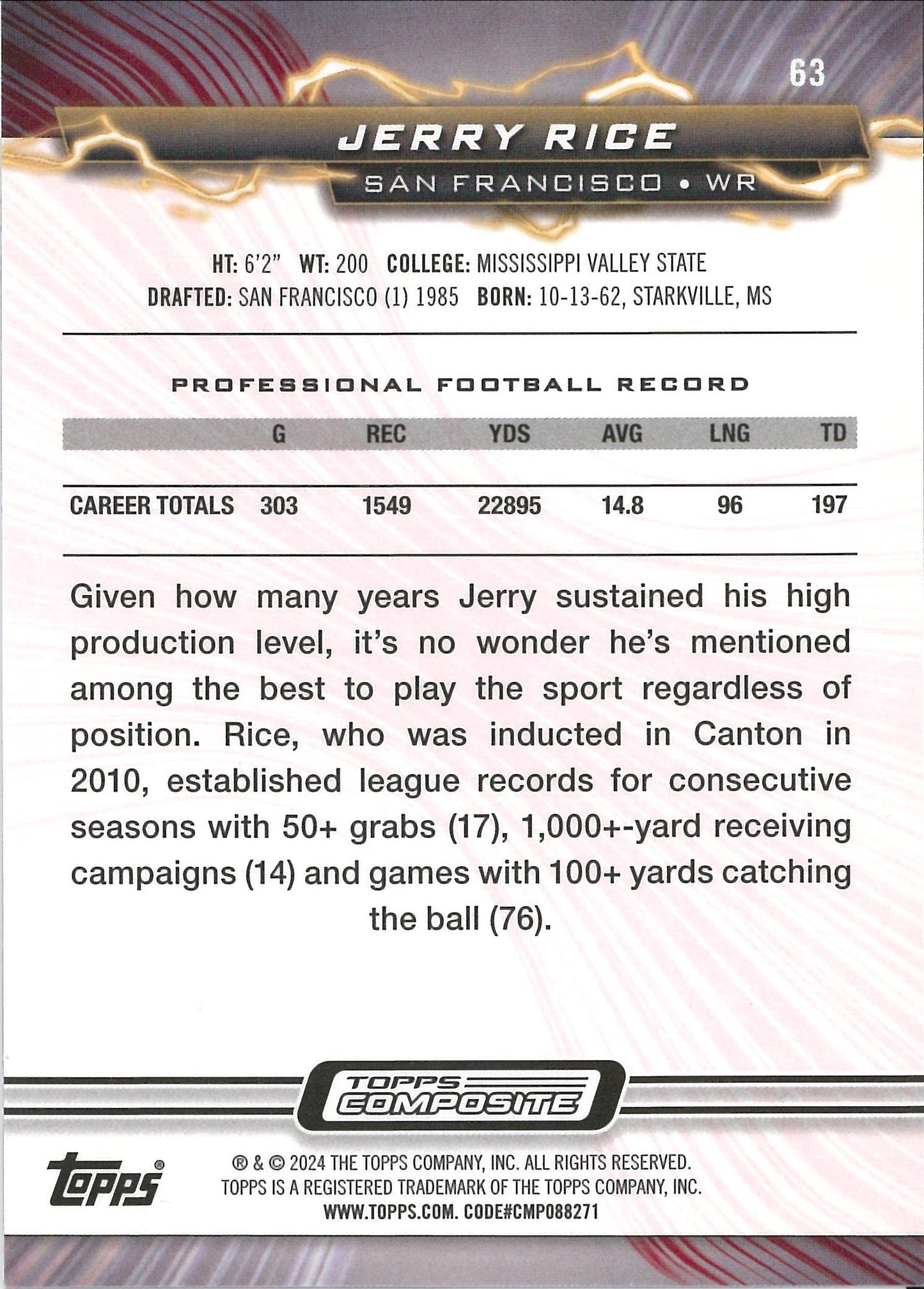 2023/24 Topps Composite #63 Jerry Rice /125