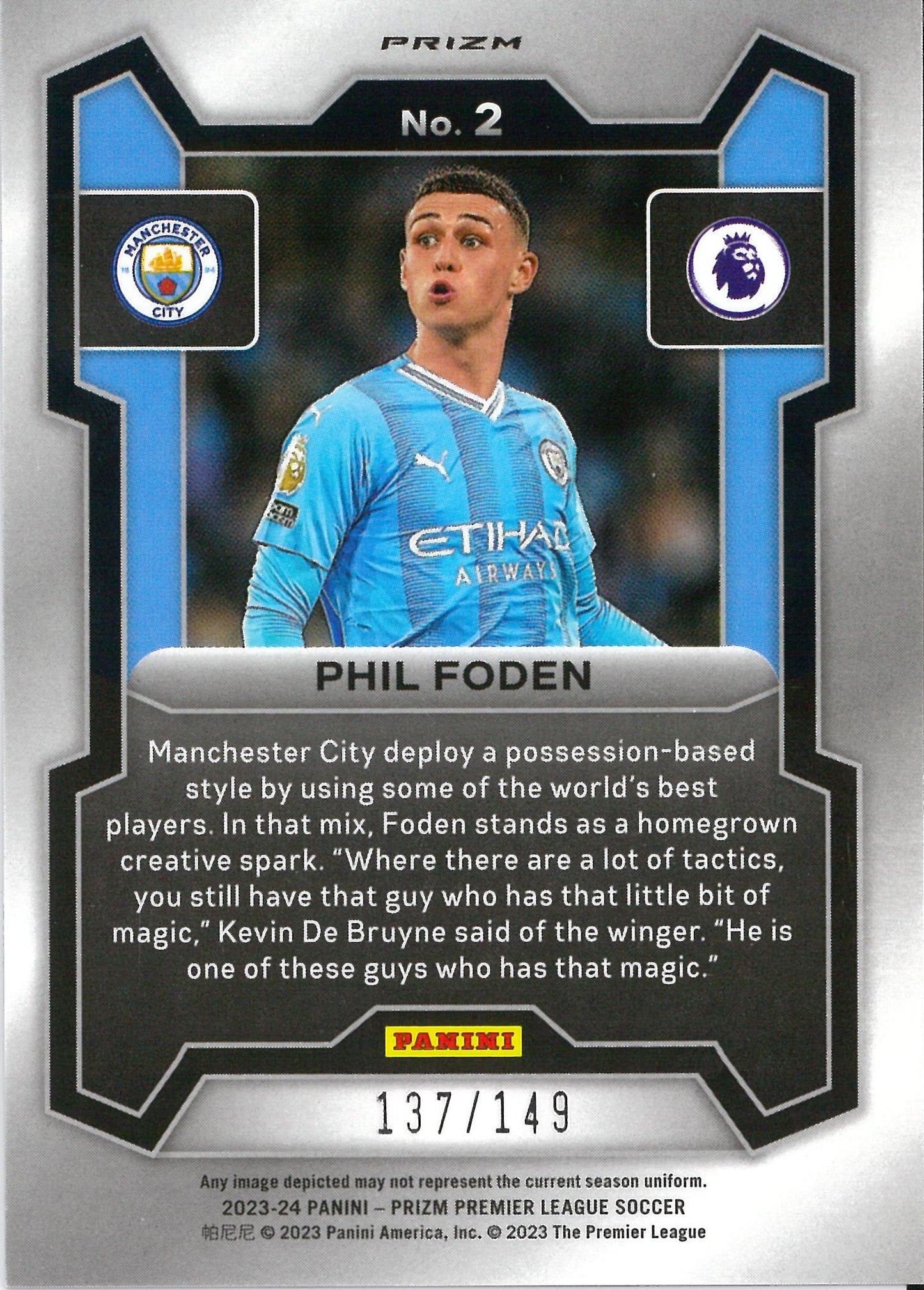 2023/24 Panini Prizm Breakaway Premier League #2 Phil Foden Pink /149