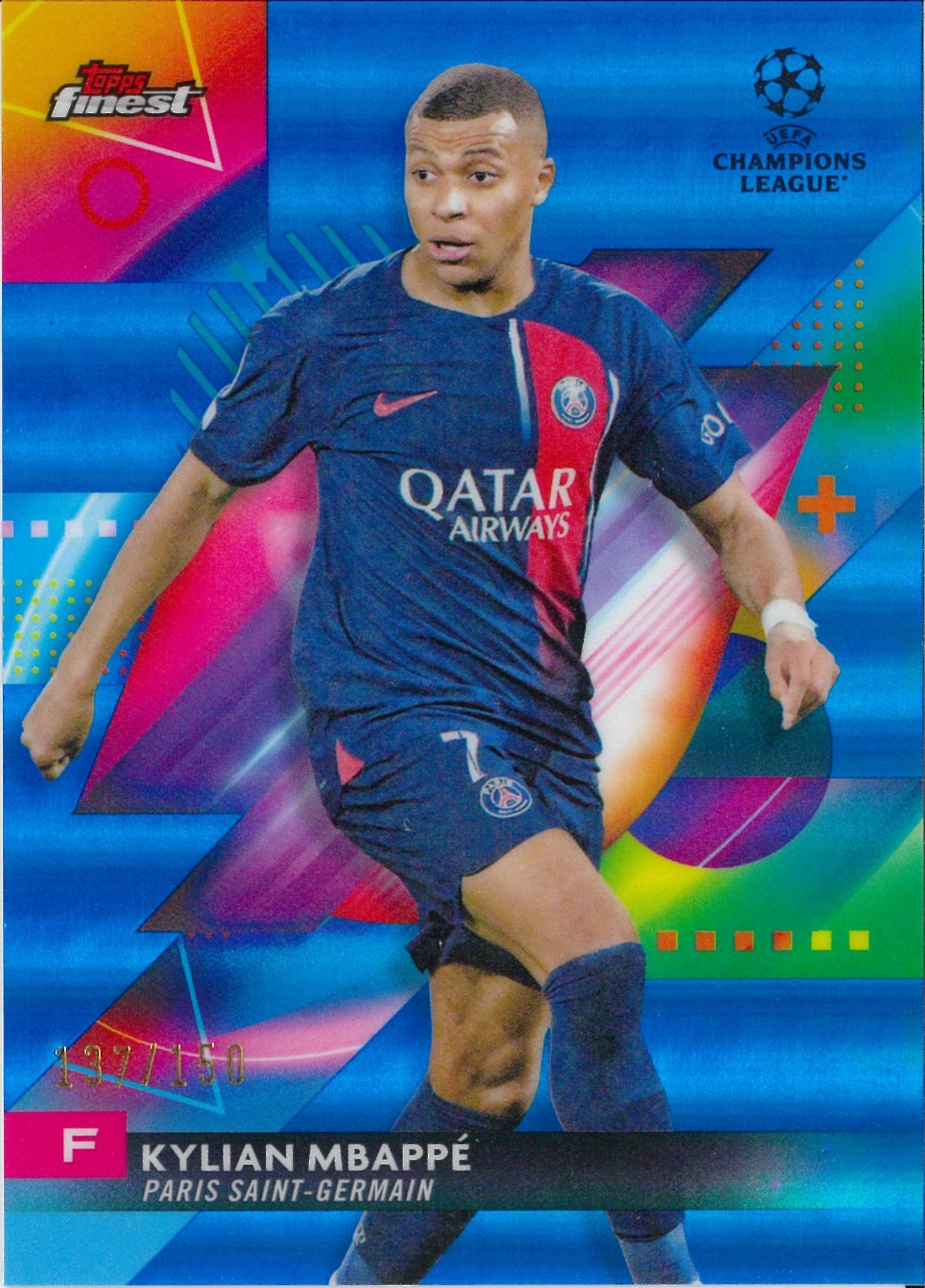 2023/24 Topps Finest #49 Kylian Mbappe Blue /150