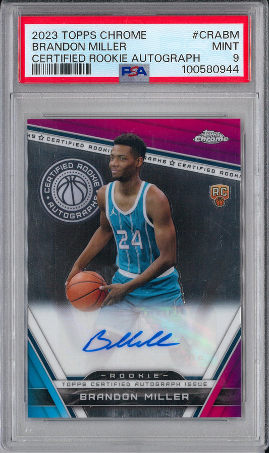 2023/24 Topps Chrome Basketball #CRA-BM Brandon Miller Rookie Autograph PSA 9