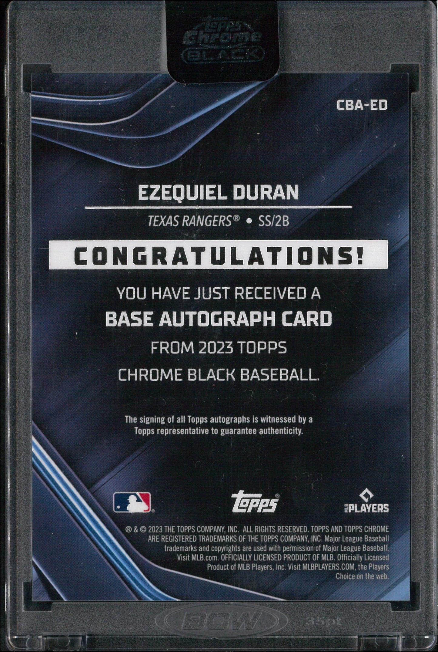 2023 Topps Black Baseball #CBA-ED Ezequiel Duran Autograph