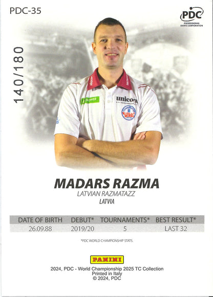 2024 Panini PDC World Darts Championship #PDC-35 Madars Razma /180