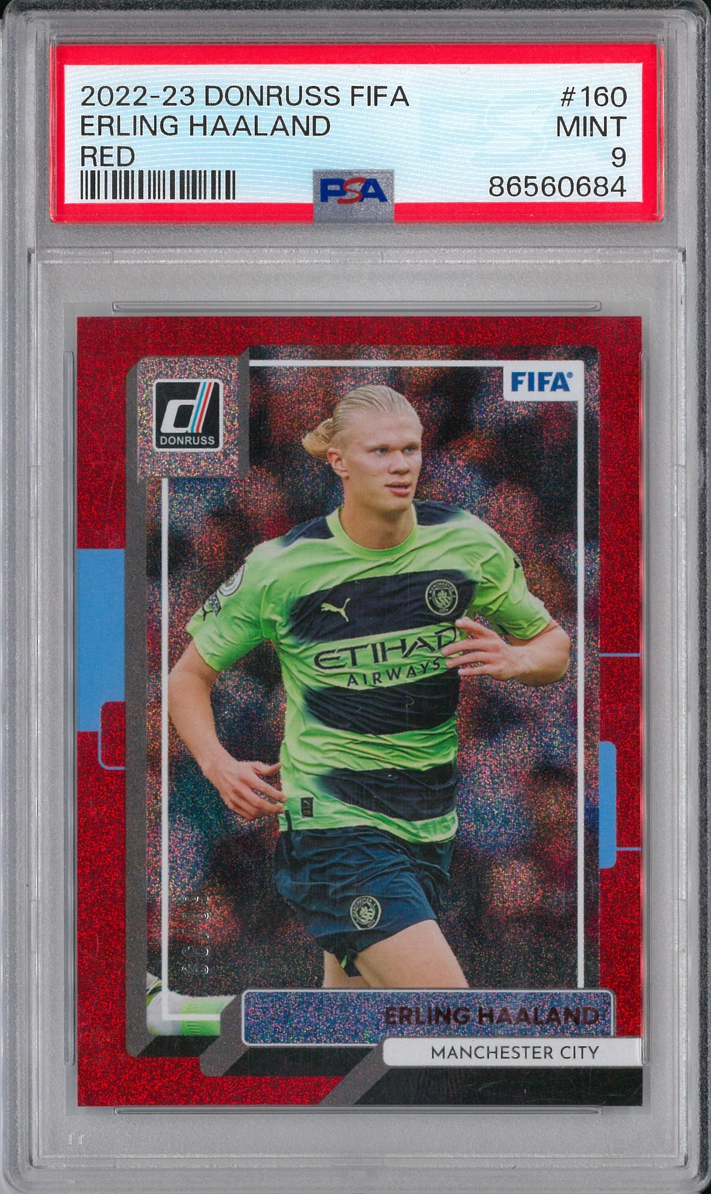 2023/24 Panini Donruss #160 Erling Haaland Red Sparkle /99 PSA 9