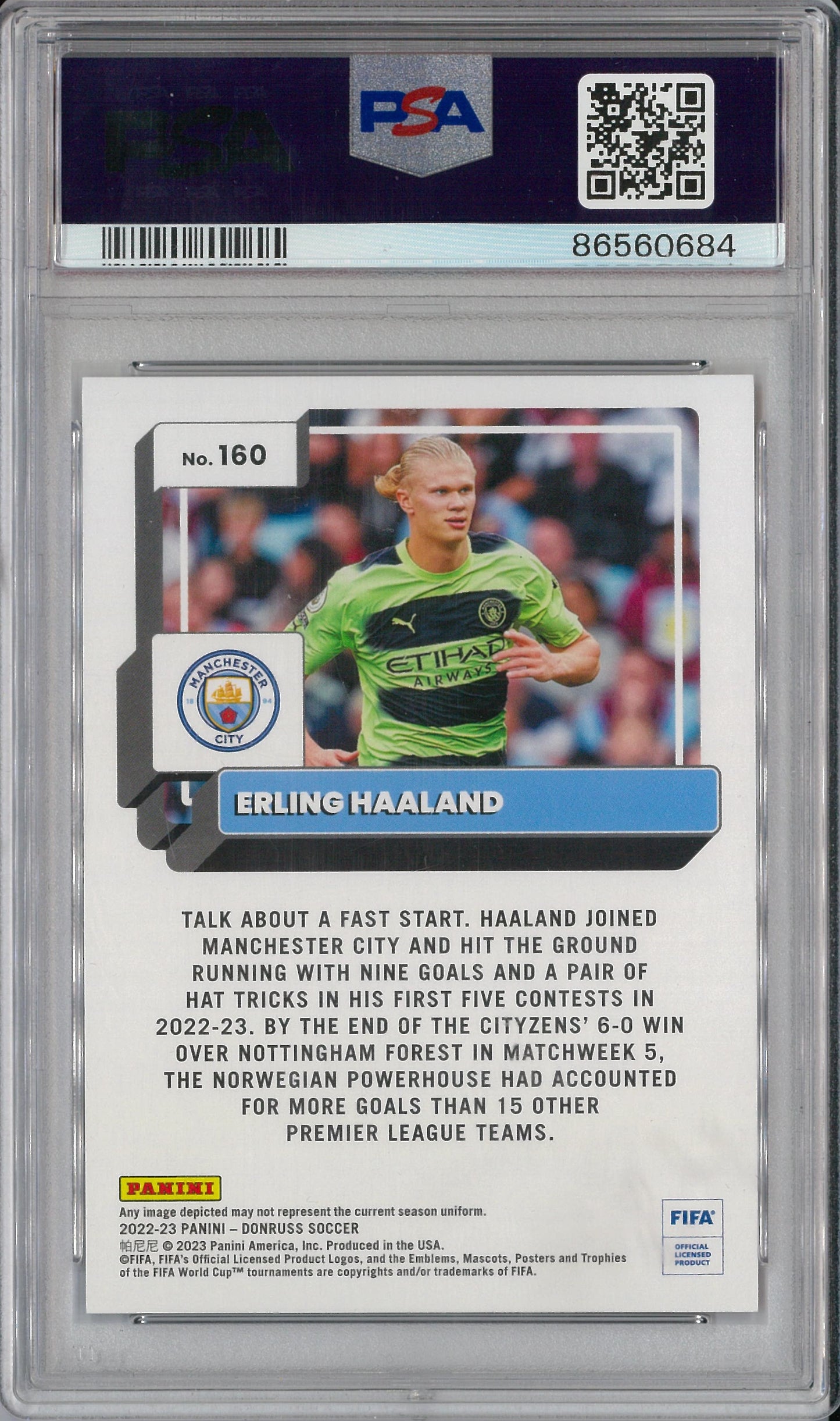 2023/24 Panini Donruss #160 Erling Haaland Red Sparkle /99 PSA 9