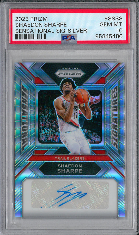 2023/24 Panini Prizm #SS-SS Shaedon Sharpe Sensational Signature PSA 10