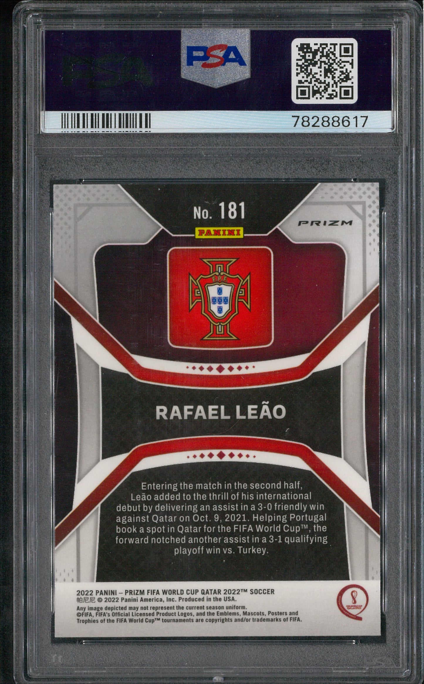 2022 Panini Prizm World Cup #181 Rafael Leao Silver PSA 9