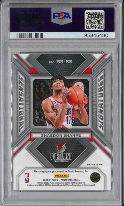 2023/24 Panini Prizm #SS-SS Shaedon Sharpe Sensational Signature PSA 10